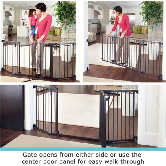 72” wide Deluxe Décor Baby Gate: Sturdy safety gate with one hand operation - Picture 6 of 7
